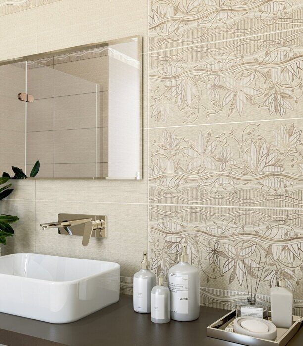 Romanico Flora декор бежевый цветы 31х63см Azori