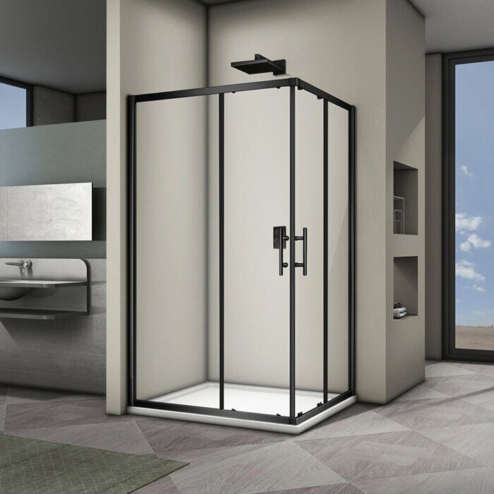 Veconi RV30B-12080-01-C3 душевой угол, 120х80x190 см, дверь раздвижная, профиль черный