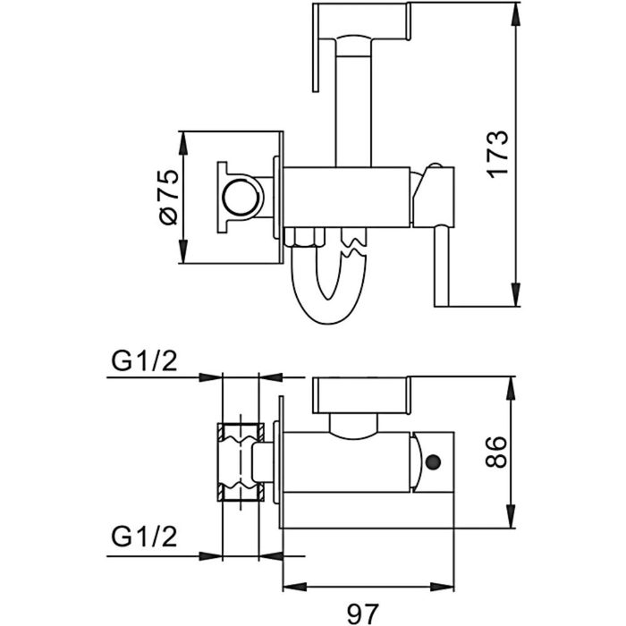 Frap F7505-6 смеситель с гигиеническим душем, чёрный