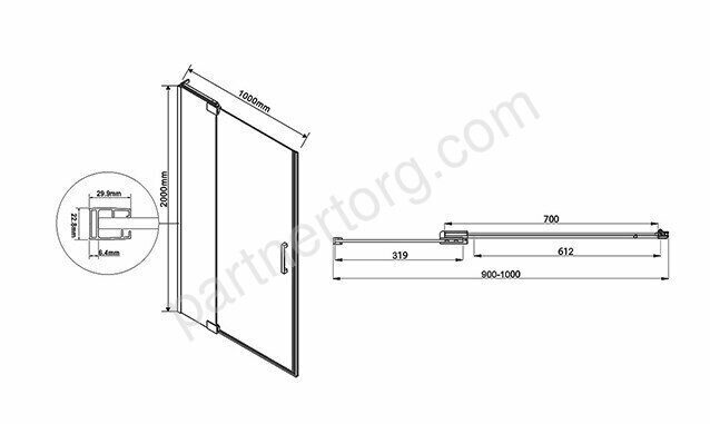 Vincea Extra VDP-1E9010CL, душевая дверь 90(100)х200 см, профиль хром