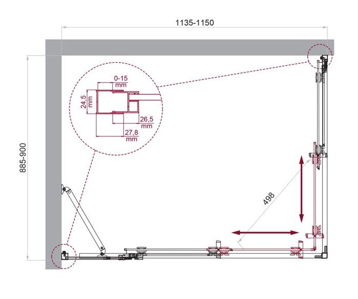 BelBagno LUCE-AH-21-115/90-C-Cr душевой уголок 115х90х195 см, дверь раздвижная, стекло прозрачное, профиль хром
