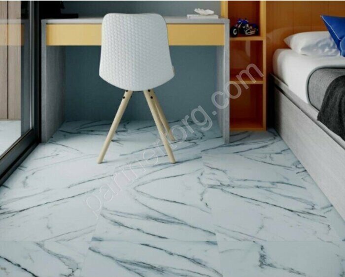 Мрамор Каррара Бьянка 765 ATS клеевая кварцвиниловая плитка 2,5мм Art Tile Hit