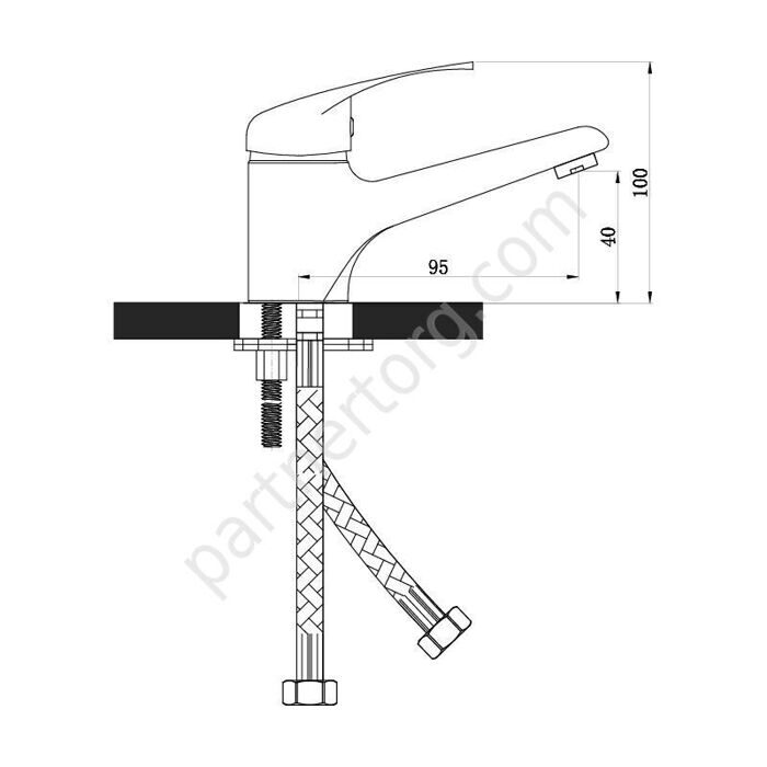 П 10 Смеситель для умывальника с литым изливом, одноручный Славен