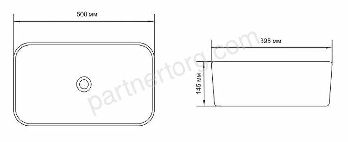 Lake-1-MB раковина накладная 500х395х145 без отверстия под смеситель, черная матовая