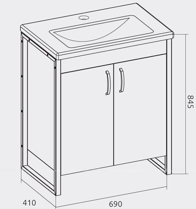 Grunge Loft 70Н 2д Дуб Вотан тумба напольная в ванную комнату под раковину 70см