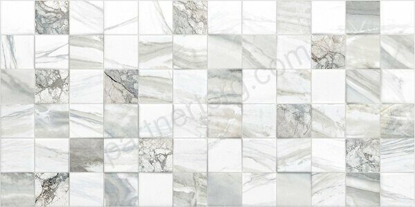 Mercury настенная плитка серая глянцевая рельеф мозаика 25х50см Alma Ceramica TWU09MRC027