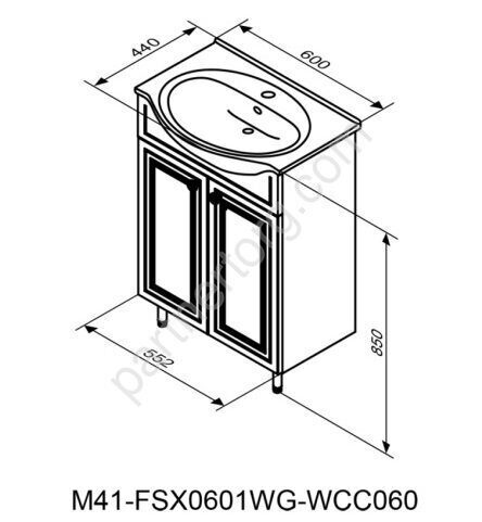 Palace One Damixa M41-FSX0601WG-WCC060  тумба в ванную комнату с раковиной 60см