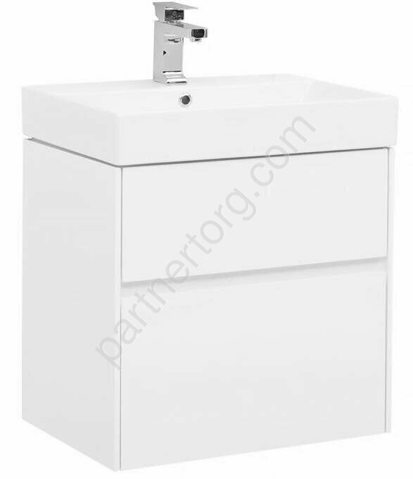 Бруклин 60 тумба белая для ванной комнаты с раковиной-столешницей 60 cm  (SLIM SYNERGY) Sanovit Aquanet