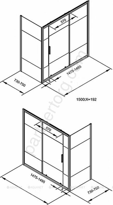 Aquanet Practic AE10-F-75H150U-CP, 00243617, боковая стенка 75х150 см, прозрачное белое стекло