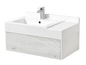 Сакура 80 см тумба подвесная белая/ольха наварра для ванной комнаты с раковиной Сакура 80 Aquaton