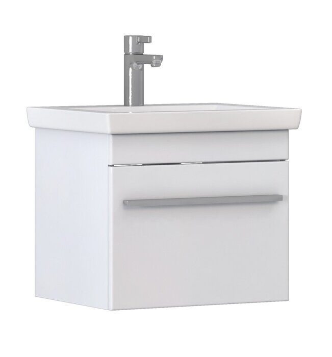 Land 500-0-1 тумба подвесная белая для ванной комнаты с умывальником Como 50