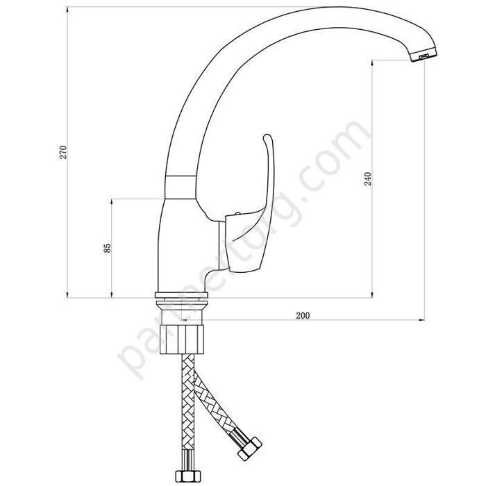 К 22 смеситель для умывальника с высоким изливом, одноручный Славен