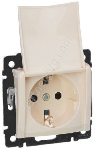 Legrand Valena Classic cиловая розетка 2К+3 10/16А 230/250В, винтовые зажимы, с крышкой, цвет слоновая кость