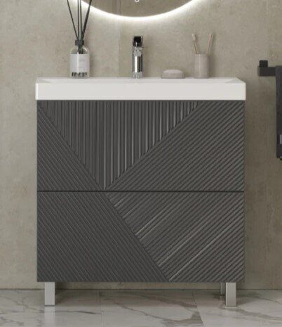 Edge 80.2Y Velvex напольная тумба графит для ванной комнаты с керамической раковиной  9696-80