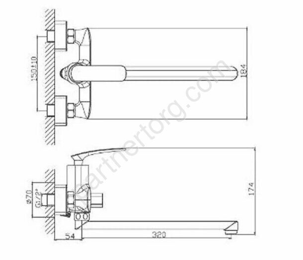 HB22616 Haiba смеситель для ванны хром
