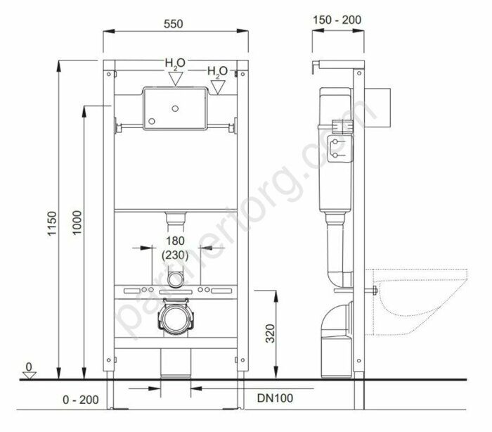 Pestan Fluenta инсталляция для унитаза с клавишей смыва черная/хром