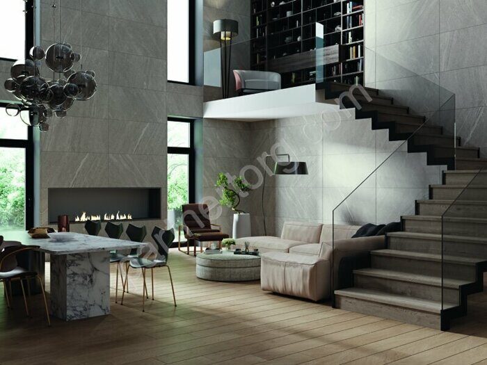 Classic Wood Dark Grey CW02 темно-серый неполированный керамогранит 30х120см Estima Ступень