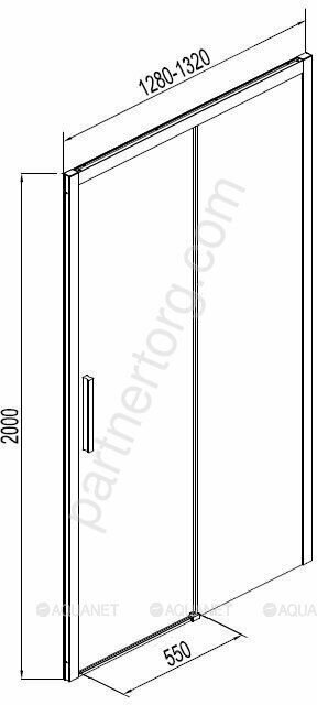 Aquanet Pleasure AE60-N-130H200U-BT, 00225499, душевая дверь 130х200 см, прозрачное стекло