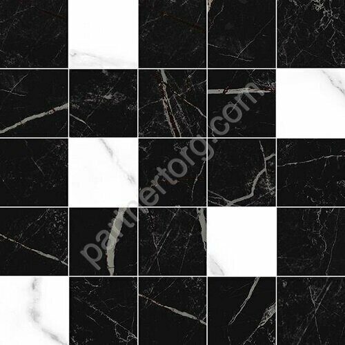 Total черный полированный керамический декор 25х25см Laparet MM34108