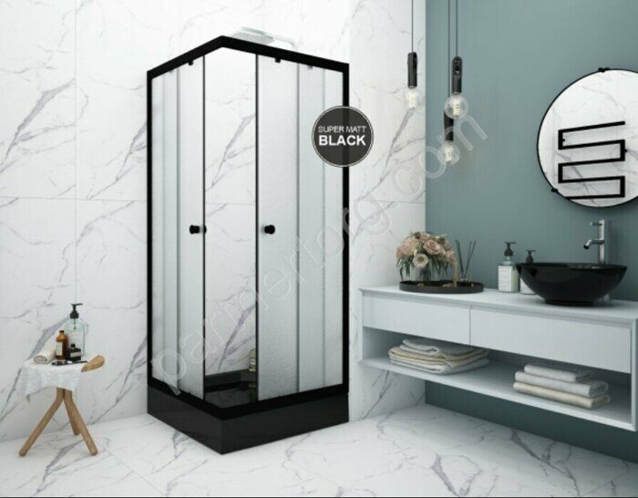 Universal Black  80х80  душевое ограждение стеклянное черный профиль