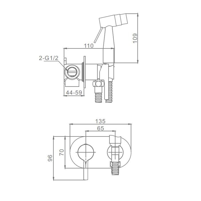 Raglo R20.52.09 смеситель с гигиеническим душем встраиваемый, графит