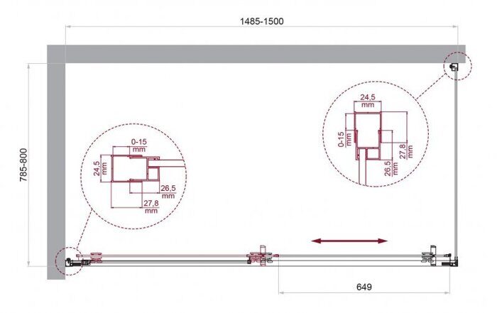 BelBagno LUCE-AH-1-150/80-C-Cr душевой уголок 150х80х195 см, дверь раздвижная, стекло прозрачное, профиль хром