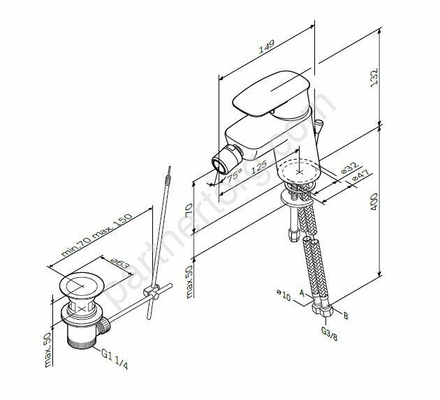 F71A83100 Spirit V2.1 смеситель д/биде с д/к, хром, шт.