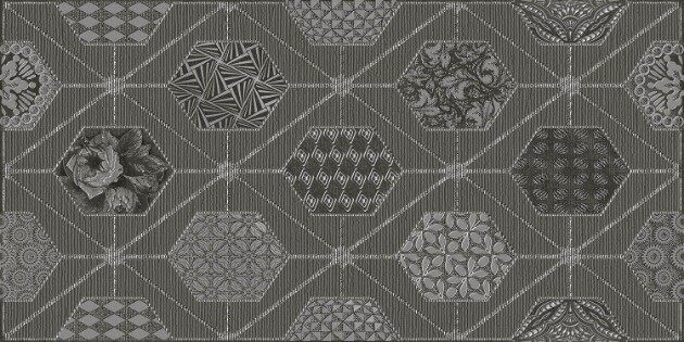 Devore Gris Geometria декор серо-коричневый сатинированный 31х63см Azori