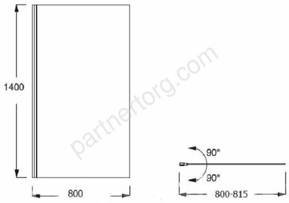 Struktura шторка для ванны стеклянная 140х80см E6D042-GA
