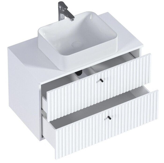 Desire 800х487х500П 2я монолит айсберг, эмаль белая тумба в ванную подвесная