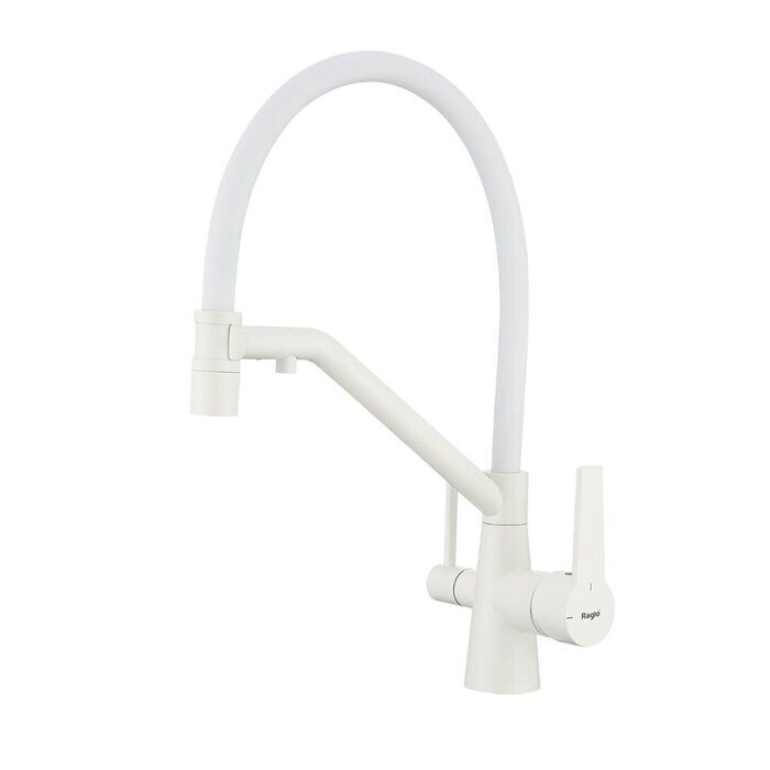 Raglo R80.62.08 смеситель для кухни со съемным изливом на магните и подключением фильтра питьевой воды, белый