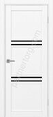 Турин 553.12 межкомнатная дверь белый снежный со стеклом лакобель черное