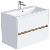 Veil 80П тумба в ванную комнату  2 ящика Аляска/Дуб вотан,  1Марка