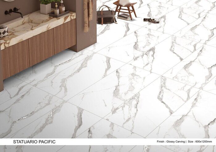 Statuario Pacific Glossy Carvin, Статуарио Пацифик глянцевый карвинг керамогранит 120х60см