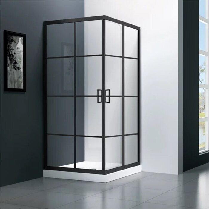 Veconi RV09-80-01-C7 душевой угол 80х80x195 см, дверь раздвижная, профиль черный