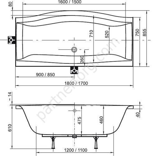 Magnolia Ravak ванна акриловая прямоугольная 170х75 см