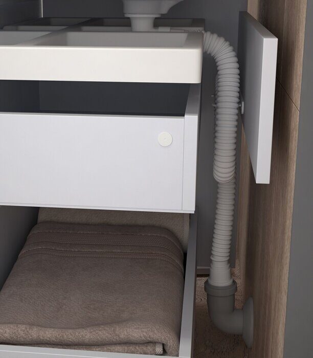 Grani 700-0-1 тумба навесная белая для ванной комнаты с умывальником Como 70