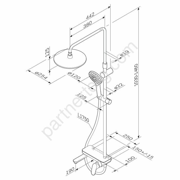 Like AM.PM  душевая система с полкой, тропическим, ручным душем и смесителем F0780700 Распродажа