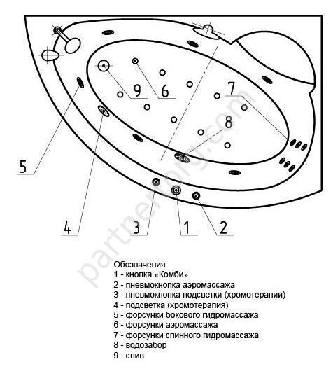 Аякс 2 ванна акриловая асимметричная Aquatek 170х110см с каркасом и сливом-переливом
