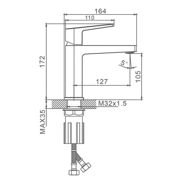 S02.10.06 Splenka Смеситель для умывальника, черный
