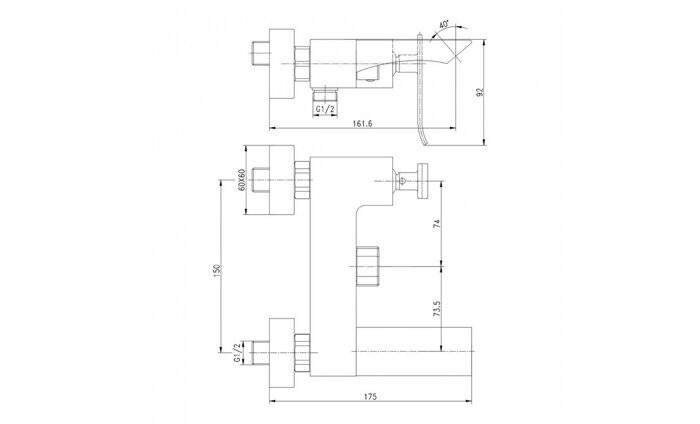 Contest LM5814CW, смеситель для ванны и душа с коротким монолитным изливом, хром Lemark