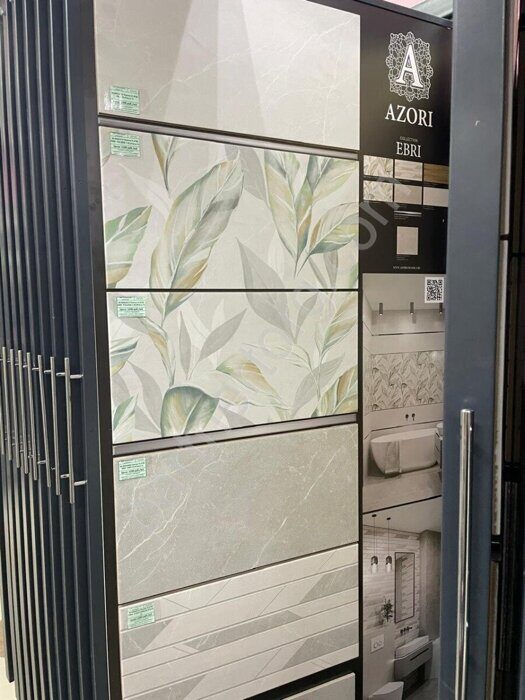 Ebri Foliage 2 настенная плитка серая матовая sugar-эффект листья 31х63см Azori