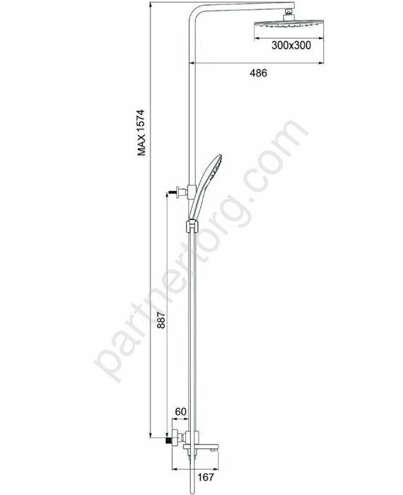 Gappo G2418-40 стойка с тропическим душем, смесителем, термостатом