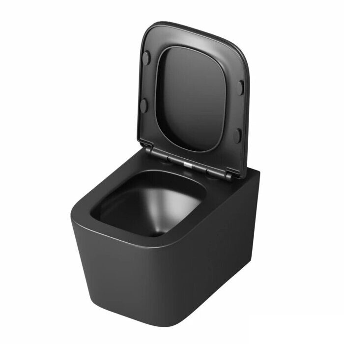 Grossman GR-4404BMSQ подвесной безободковый унитаз черный матовый с сидением Торнадо