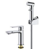 S05.12 Splenka Смеситель для умывальника с гигиеническим душем, хром