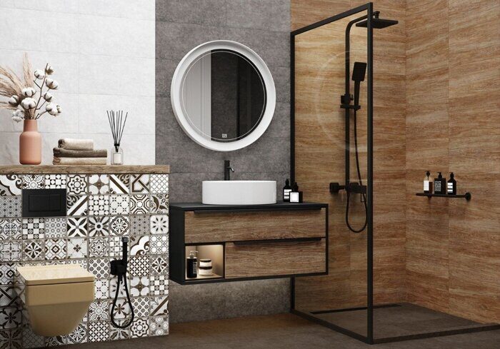 Boho настенная плитка серая матовая 25х50см Alma Ceramica TWU2550BOH70