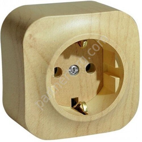 Legrand Quteo cиловая розетка 2К+З 16А 250В, со шторками, цвет светлое дерево