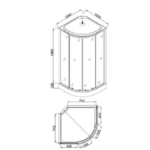 Loranto CS-6610-13GB 100, 100*100*215 душевая кабина, поддон 13см, прозрачное стекло, стенки чёрный кирпич