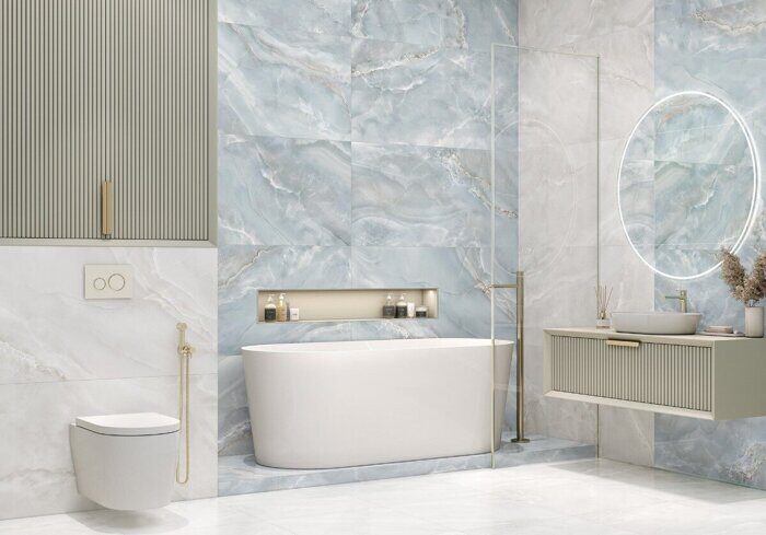 Onyx Breez Artkera керамогранит голубой матовый sugar-эффект 120х60см