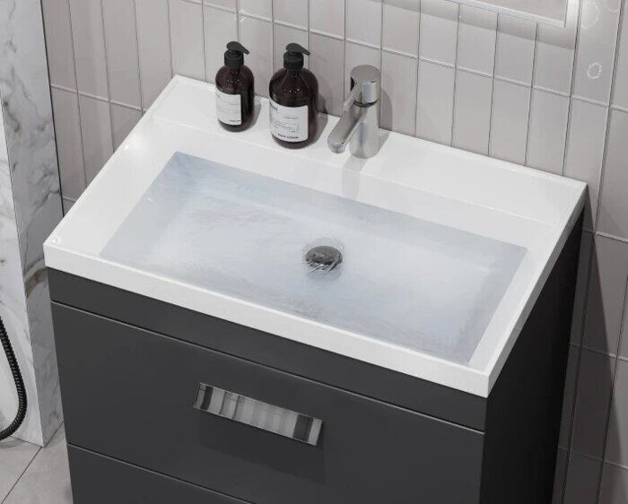 Orlando 70 Velvex напольная тумба графит для ванной комнаты с раковиной Pulsus 70